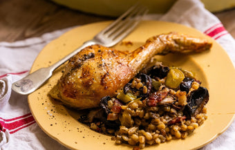 Pot-Roast Chicken with Bacon & Barley