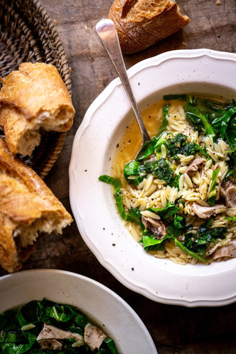 Chicken, Spring Greens & Orzo Broth