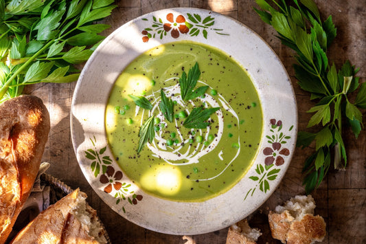 Hot or Cold Pea & Lovage Soup