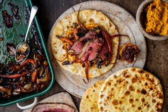 Picanha With Roasted Carrots & Harissa Carrot Hummus