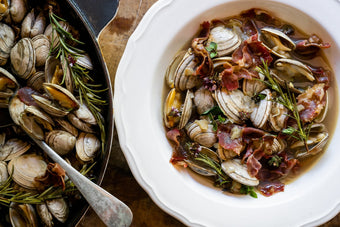 Dorset Clams with Coppa, Somerset Cider & Brandy