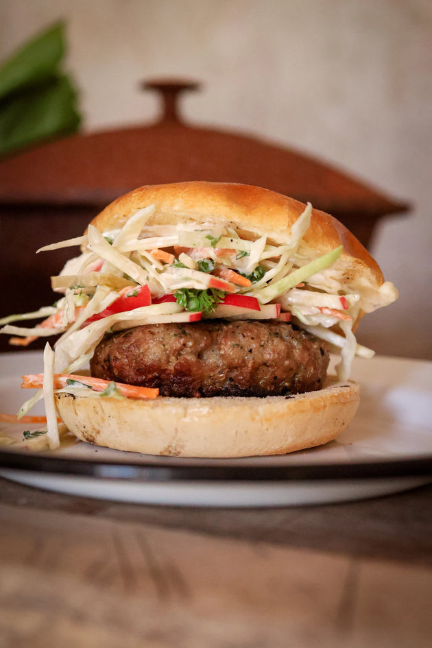 Rustic Garlic and Herb Pork Burgers